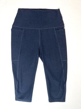 Beyond Yoga Pedal Pusher Leggings with Pockets in Heather Navy Size Small